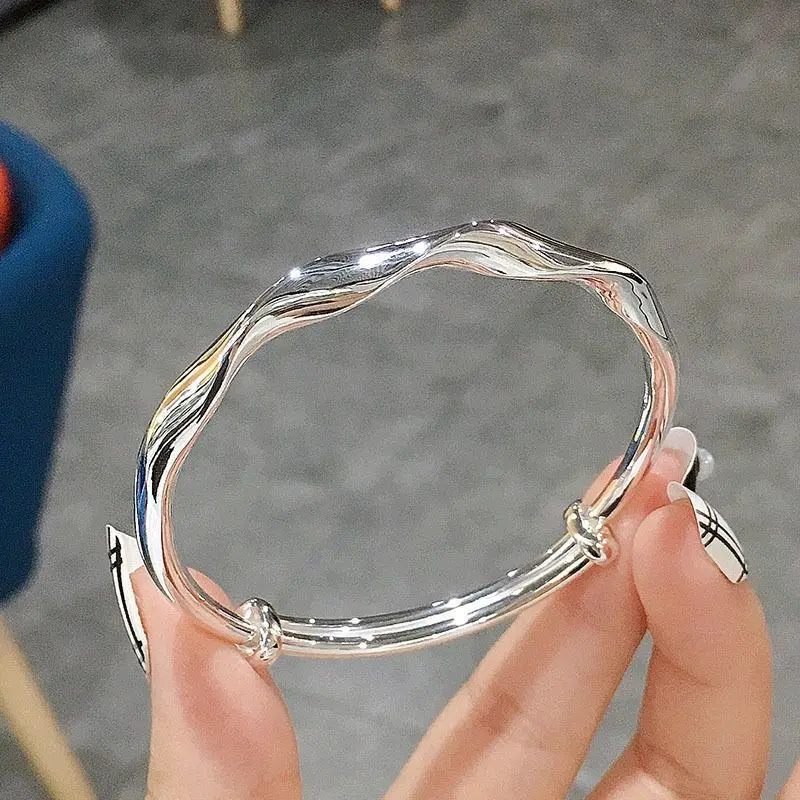Vòng Tay Xoắn Mobius, Hàng Mới Về, Dành Cho Nữ, Thiết Kế Bóng Gợn Sóng Đường Nút, Nhẫn Trơn Đơn Giản, Cao Cấp, Thích Hợp Cho Bạn Gái, Vòng Tay, Vòng Tay
