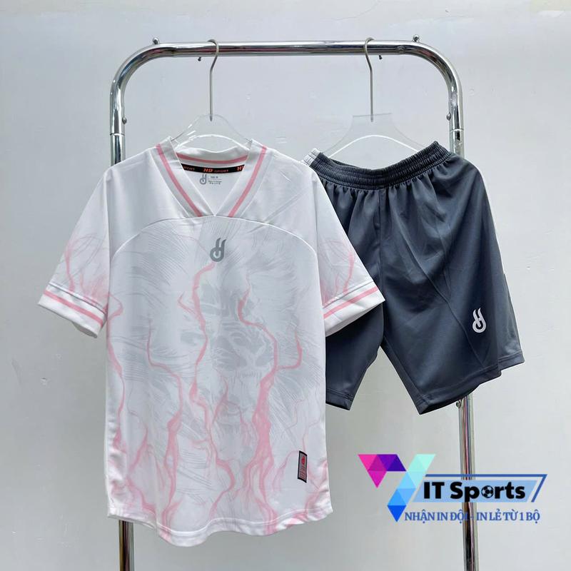 Bộ Quần Áo Bóng Đá HD Nova Trắng Hồng Vải Mè 2025