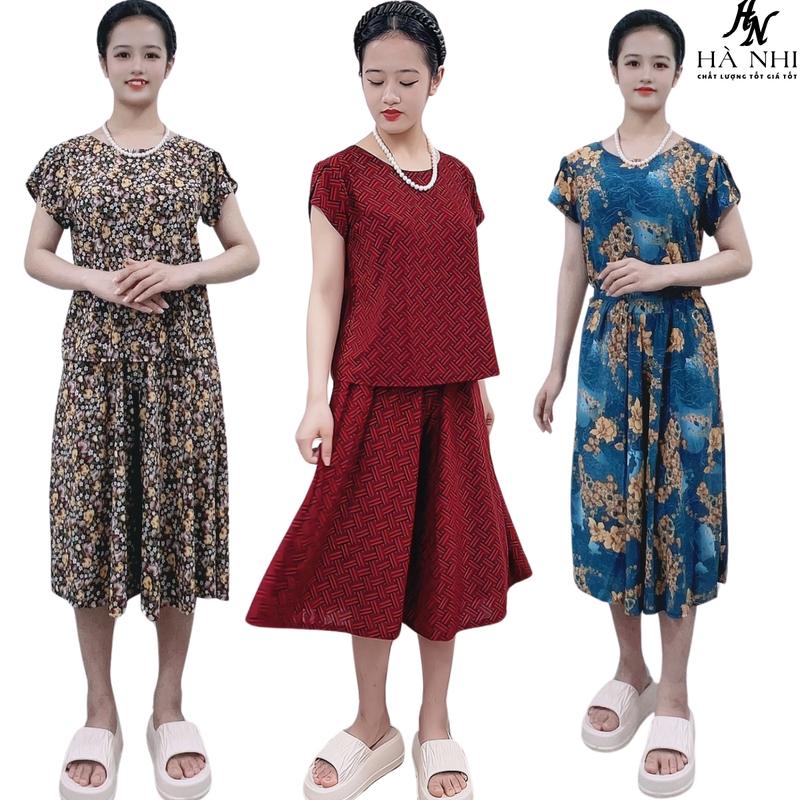 Đồ bộ trung niên cho mẹ thiết kế ống váy tay kiểu chất thun lạnh dẻo Thái mềm mát co giãn 4 chiều cho bà mặc mùa hè mùa thu Hà nhi Shop Nữ Women Top