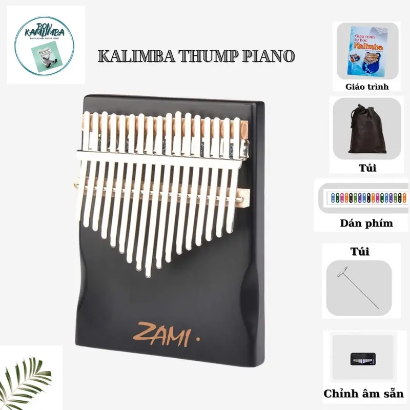 Đàn Kalimba Zami 17 Phím Âm Thanh Vang Tặng Sách Hướng Dẫn, Đầy đủ phụ kiện, Đàn kalimba giá rẻ 0