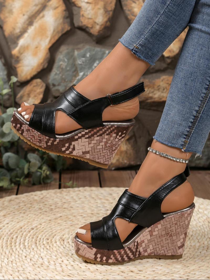 Product Introduction of Women's Fashionable Solid Color Platform Sandals, Casual Comfortable Wedge Sandals for Summer, Female All-match Shoes for Daily Wear, Girl 3