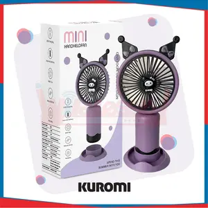 Mini Kipas Angin Genggam Portable Stand USB Mini Handheld Fan Sanrio Karakter Lucu CinamonRoll Kuromi Hello Kitty Melody - Wirelessku