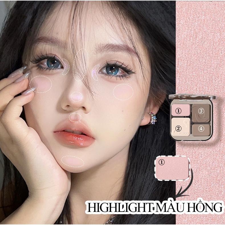[Y232] Bảng Phấn Bắt Sáng Và Tạo Khối VEECCI - Tích hợp má hồng - Chống Nước, Lâu Trôi 6