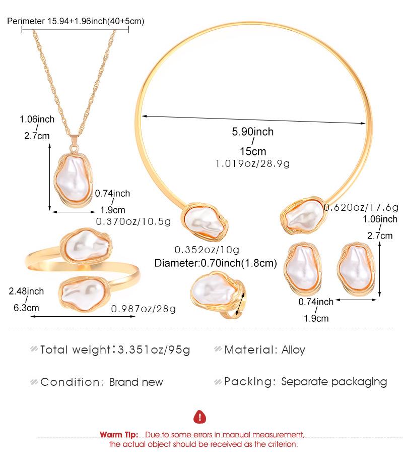 Product Introduction of Southeast Asian Trend Baroque Irregular Pearl Set Jewelry for Women High-end Necklace Earrings Ring Bracelet Choker 1
