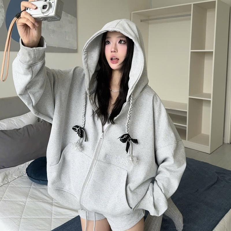 Áo khoác Hoodie zip có nón vải nỉ chân cua dây nón đan Regods - Hoodie zip Ribbon đan dây nón
