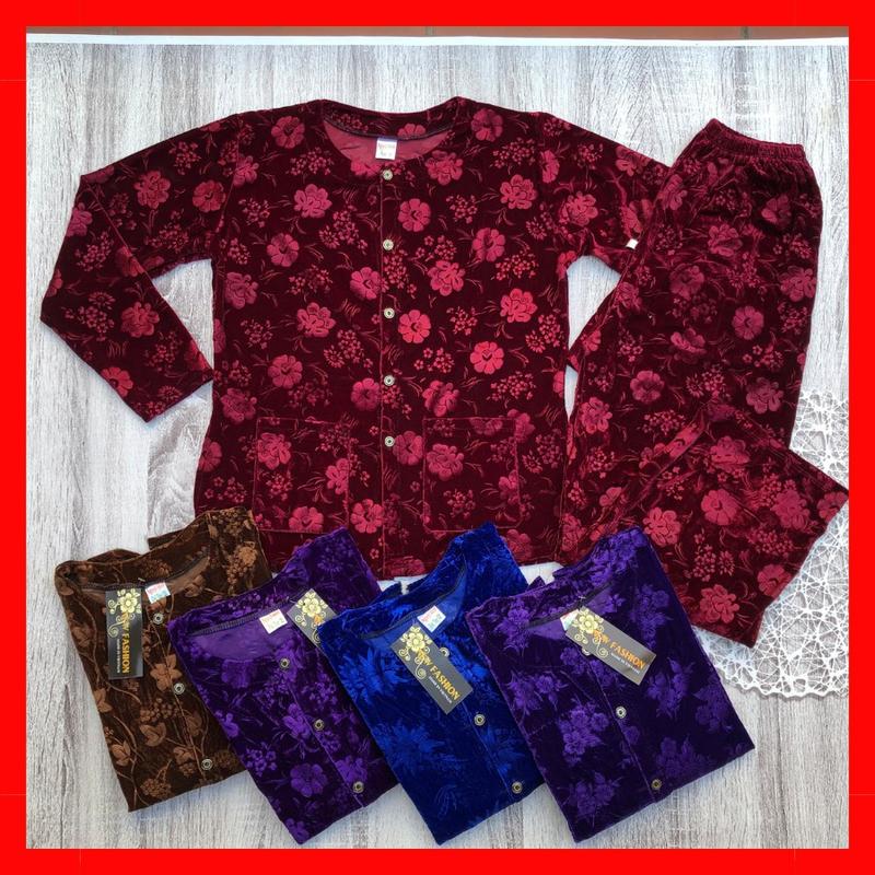 Bộ bà ba nhung dài tay thu đông cho người già, quần ống rộng, quần áo trung niên cho bà và mẹ size từ 36-66 kg và