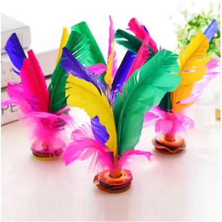 【New Stock】High Quality Chapteh Sepak Bulu Ayam Mainan Traditional Games Kids Rainbow