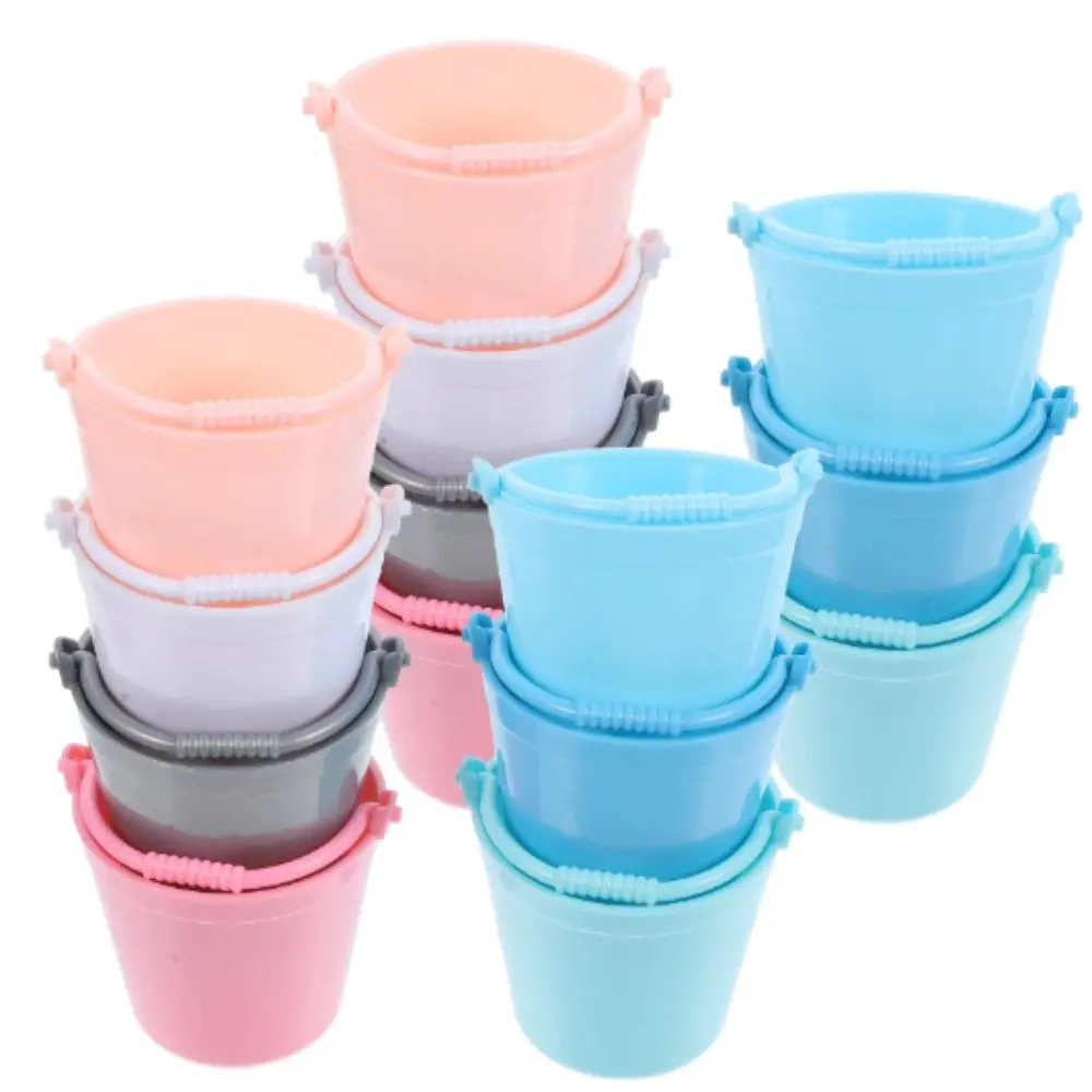 Tinplate Bucket Miniature Simulation Water Bucket Accessories Mini Decor Dollhouse Mini Water Bucket Multi Color ABS Kitchen Pretnd Play Bucket Kitchen Pretnd Play Game