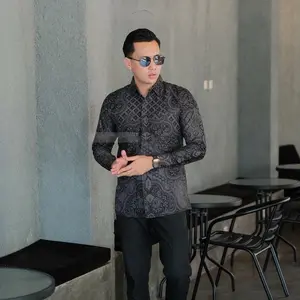 KERTOJOYO HITAM Kemeja batik pria premium full furing hero Kain Katun Slimfit