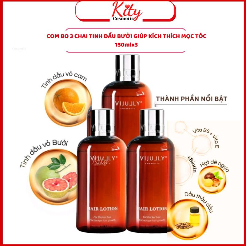 Combo 3 chai Xịt dưỡng tóc tinh dầu bưởi ( Hair Lotion ) Vi Jully 150ml