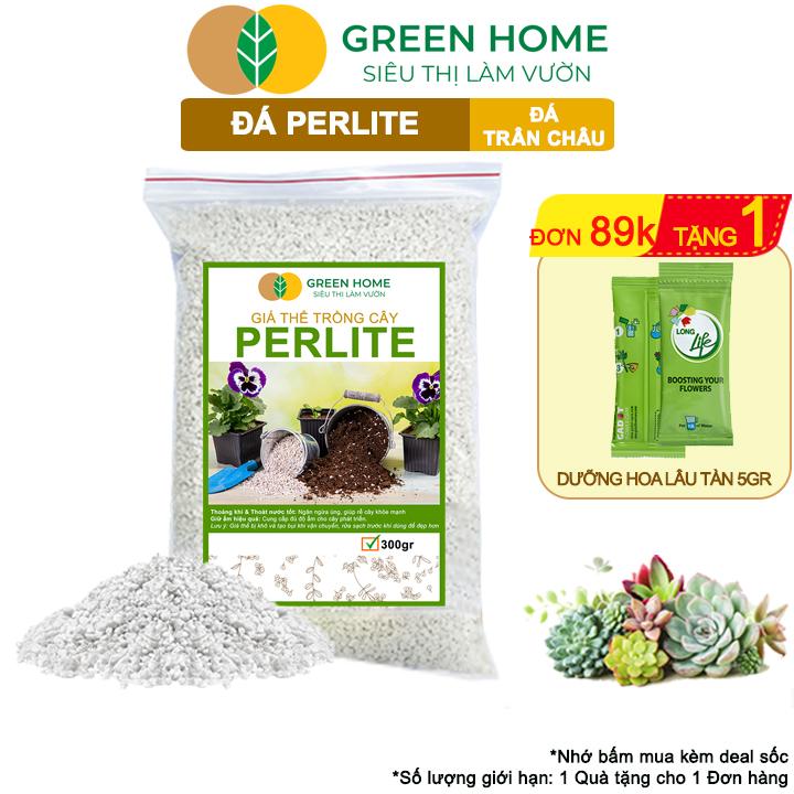 Đá Perlite Greenhome, Bao 300gr, Trồng Hồng, Thuỷ Canh, Giá Thể Trân Châu Giàu Khoáng Chất, Độ Tơi