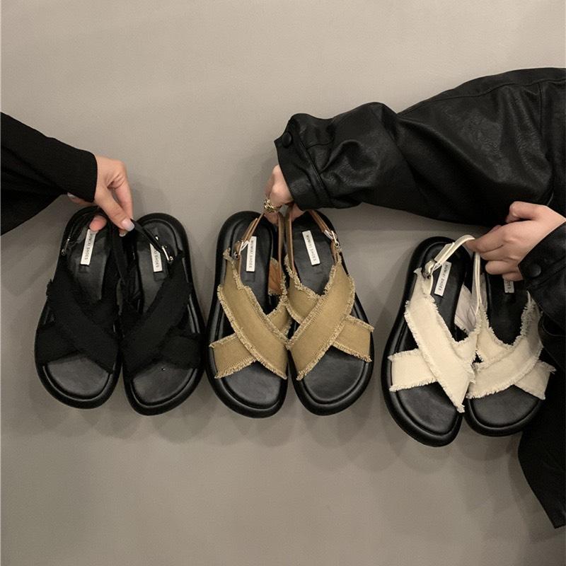 Sandal nữ quai chéo chất vải mềm Mýt