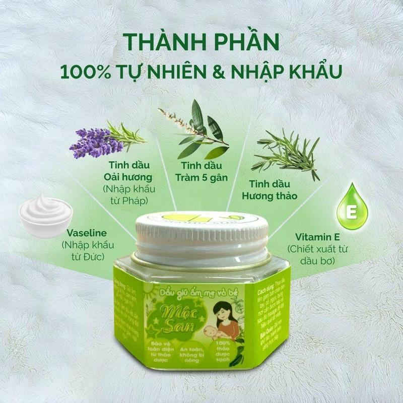 Sáp ấm cho bé Mộc San thành phần tinh dầu giúp phòng ho cảm lạnh giữ ấm ngực
