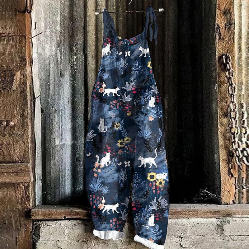 Women's New Fashion Retro Romper Cute Animal Cat Pattern 3D Printed Suspenders Casual Comfort Lazy Fashion Romper Flower Pattern Colorful Womenswear Overalls fleabag  jumpsuit 6