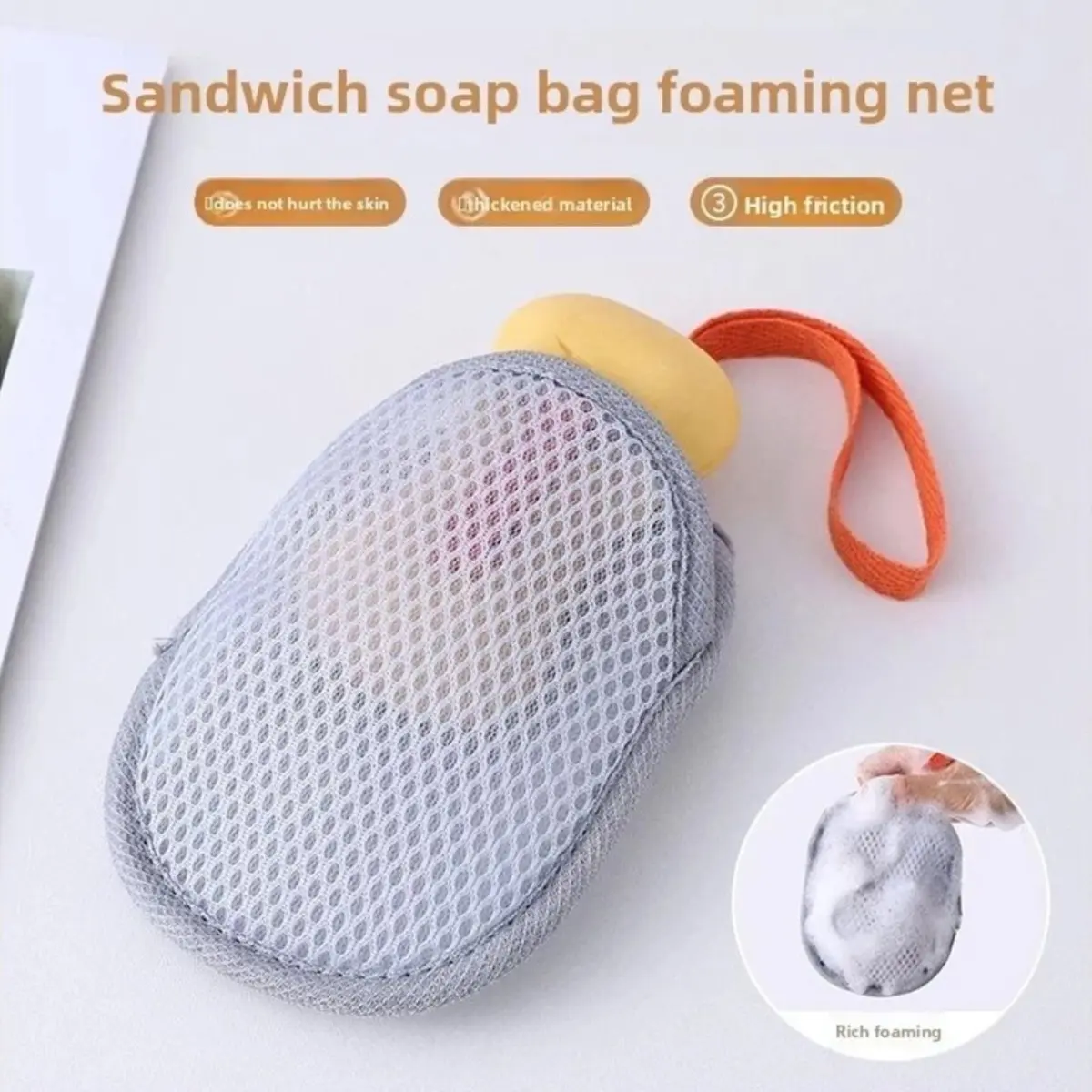 Soap Mesh Pouch with Lanyard Fast Foaming Shower & Travel Holder Net ...