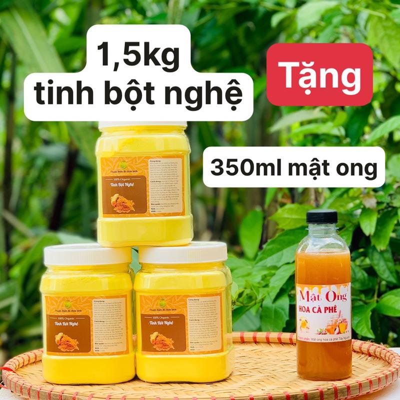  Combo 1,5kg Tinh Bột Nghệ + Tặng 350ml Mật Ong Hoa Cà Phê Ba mẹ con Nhà Ngọc 