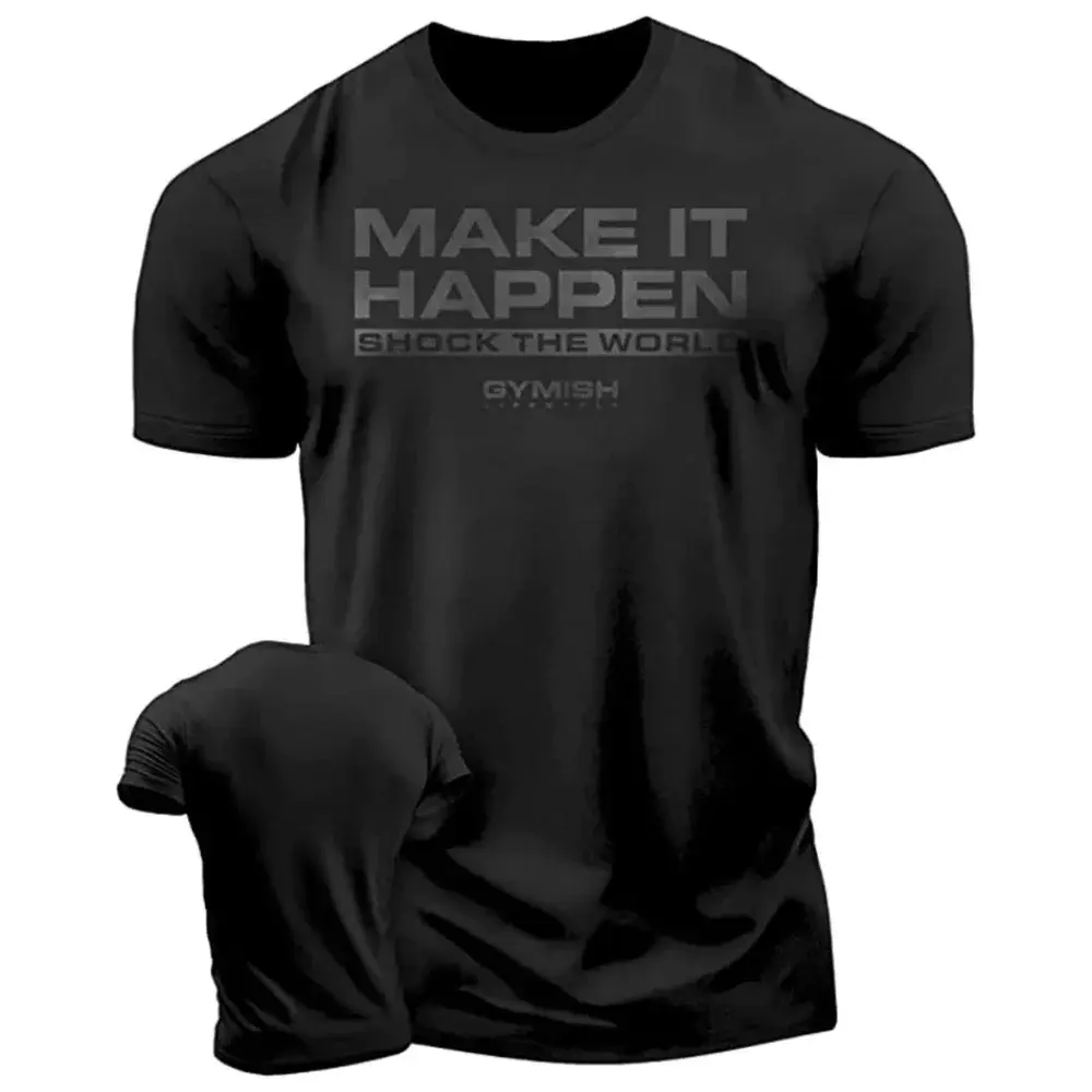 3D printed men's training T-shirt, fun fitness short-sleeved T-shirt, elastic breathable top; cool and breathable quick- short-sleeved shirt.