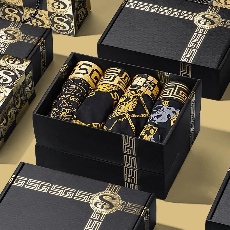 Combo 2 hộp 8 quần lót nam-   8 màu, thun lạnh,co dãn-thấm hút HOÀNG GIA LUXURY -quần boxer nam-EM GÁI BÁN SỊP Menswear quần  sịp Chống Nước 0