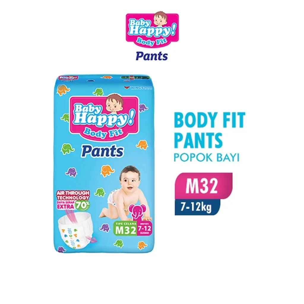 Baby Happy Pants M32 L28 XL26 Diapers