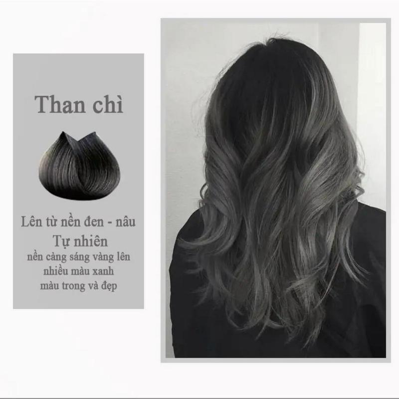 [ Rẻ VÔ ĐỊCH ] Sét Thuốc Nhuộm Tóc màu Than Chì kèm oxi và gang tay Đổi Màu Tóc Dưỡng Tóc 1