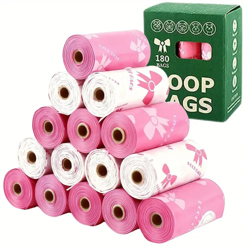 Leak Proof Pet Poop Bag, 180pcs/set Thickened Pet Waste Bag with Unique Pattern, Multipurpose Cleaning Bag for Dog & Cat 0
