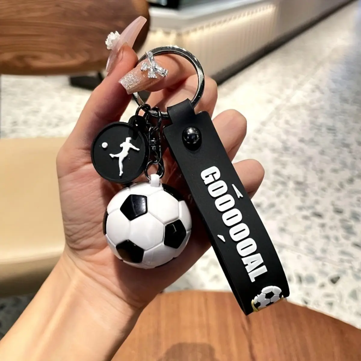 1pc Funky Football Shaped Keychain Pendant - Exquisite Fashion Accessory for Backpack, Car, or Bag - Perfect Gift for Football Fans, Men, and Women