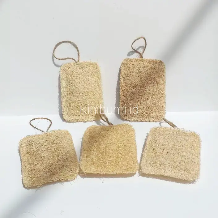 Loofah Pad Kotak Blustru - Exfoliating Body Scrubber Spons Mandi Penggosok Badan Cuci Piring Kinibumi 1