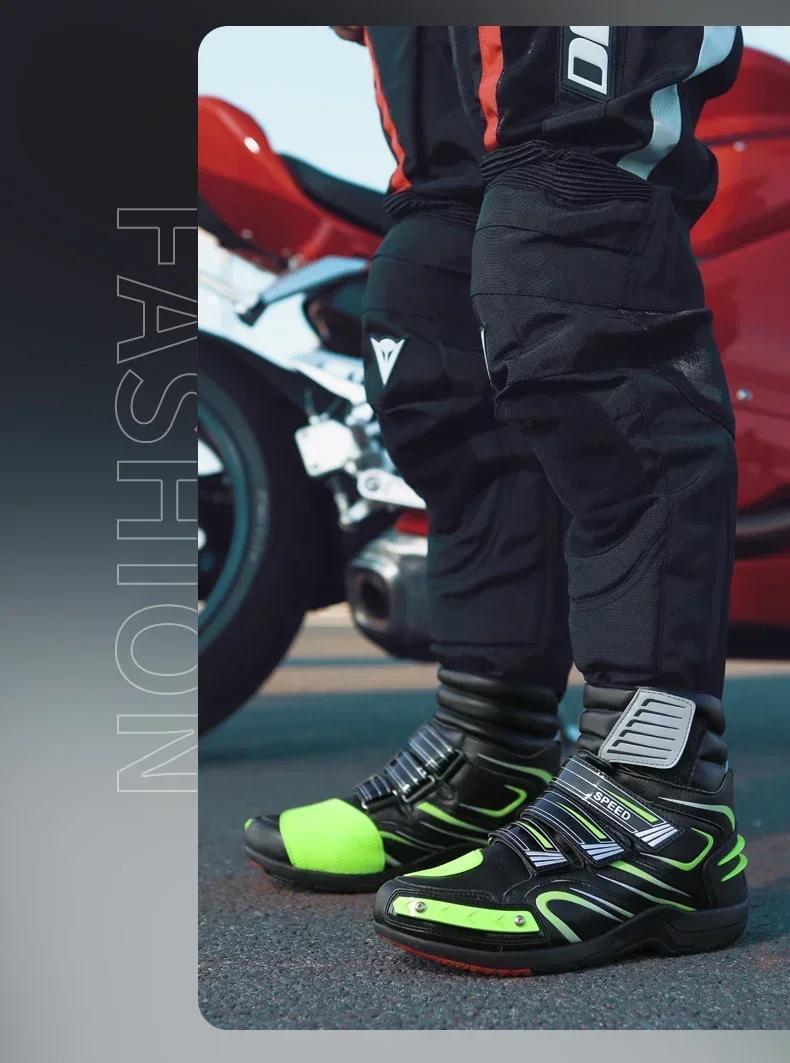 Product Introduction of 2025 Men Women Motorcycle Boots Microfiber Leather Motorbike Riding Anticollision Ankle Protective Shoes Moto Racing Short Boots 17