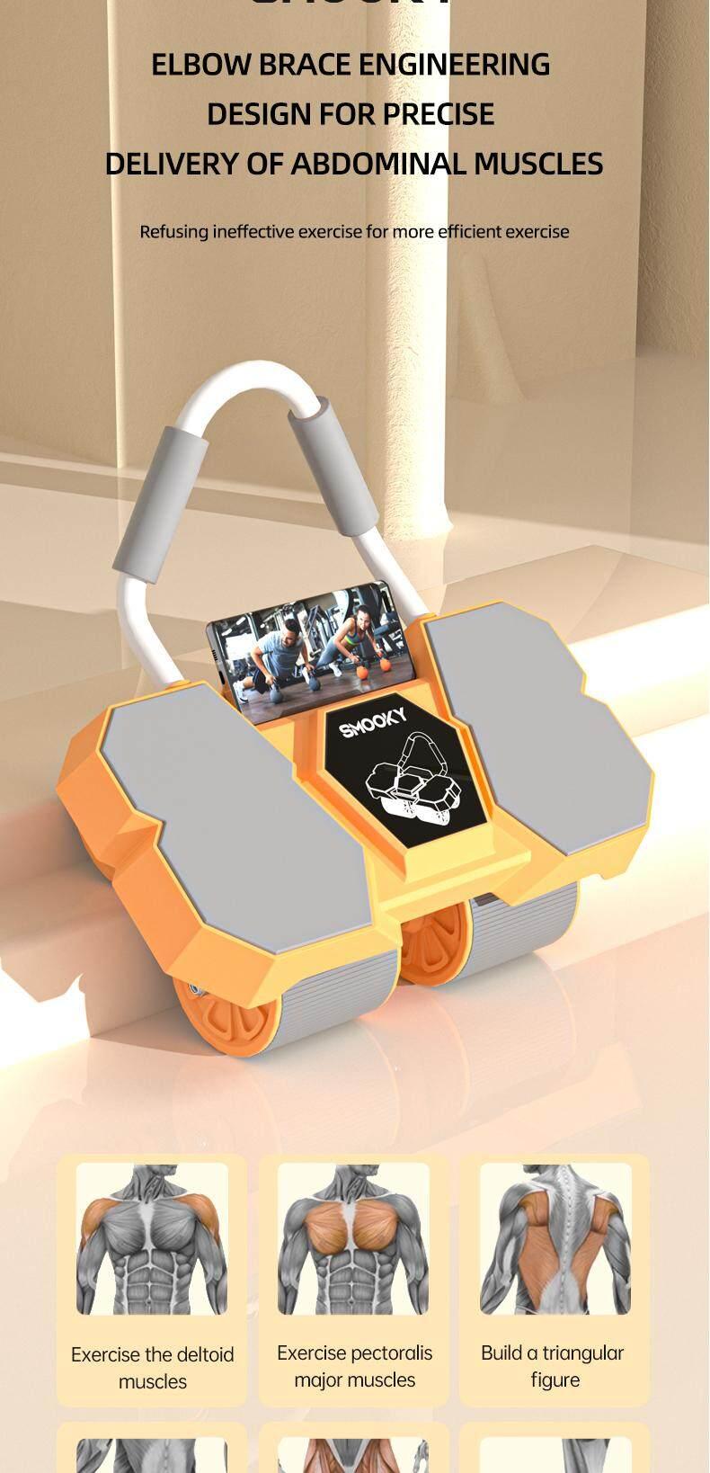 Product Introduction of Four wheel automatic rebound belly wheel roller with elbow support fitness function, suitable for sports, outdoor, male and female use Barbell 9