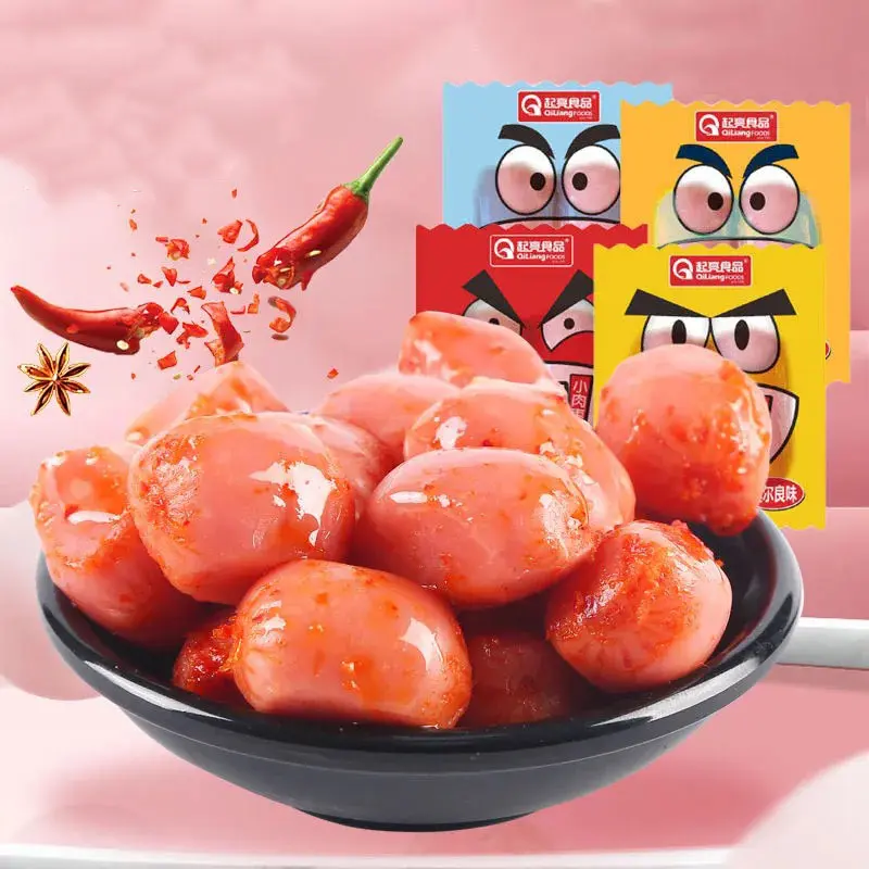Xúc xích hun khói Gói 20g- Đồ ăn vặt Trung Quốc - Xúc xích ngô cay ăn liền, xúc xích ăn liền, XÚC XÍCH SƯỜN NON MINI 2 VIÊN 3