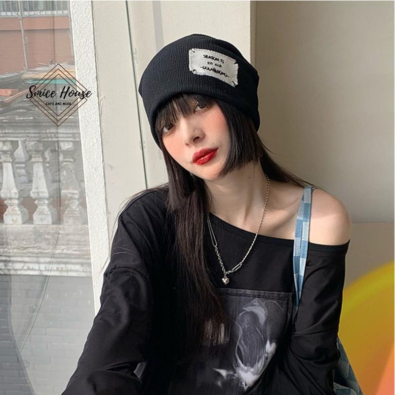 Nón len trùm đầu có thể làm khăn quàng cổ cá tính phong cách Hàn Quốc mũ beanie 0