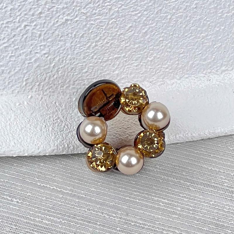 Kẹp tóc nửa đầu ZJ037524 Thiết kế kẹp nửa đầu dáng tròn, size nhỏ Đính Ngọc Trai và Đá Sáng