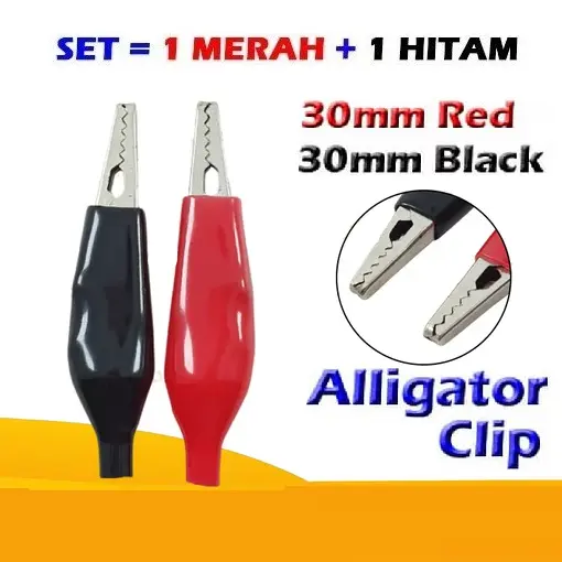 Capit Buaya Alligator Clip Jepitan Buaya Klip Jepit  Merah Hitam Japit Buaya Jepit Capit Mini Baterai Kecil