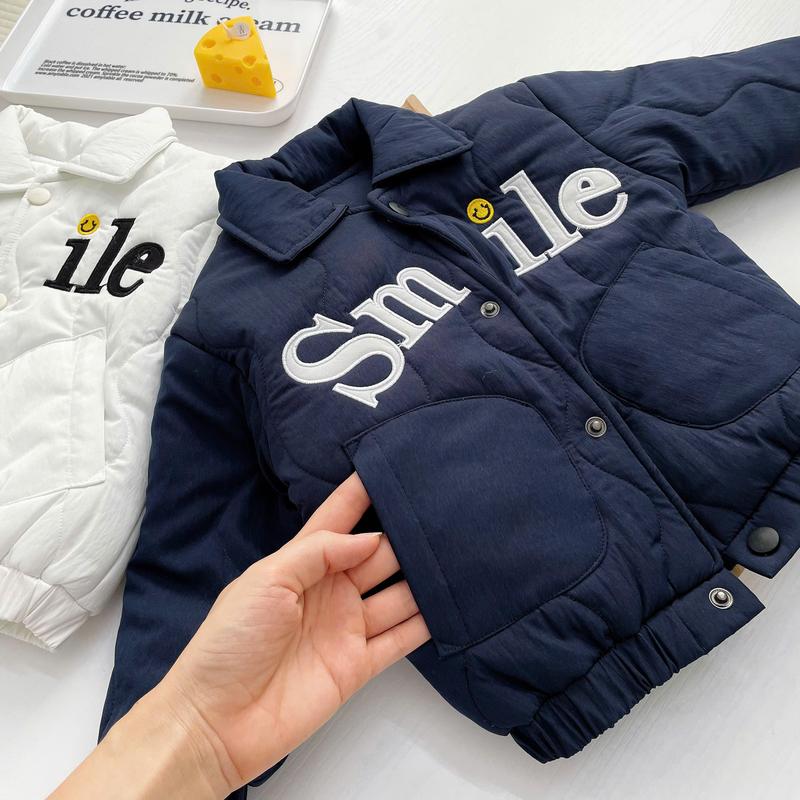 Áo Khoác Thêu Chữ S.m.i.l.e BUN.BON KIDS, Áo Phao Trần Bông Cho Bé Từ 8-20Kg 8