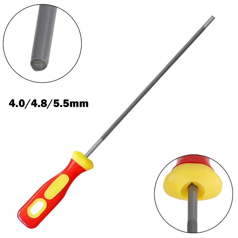 Product Introduction of 1pc Chainsaw Round Files For Sharpening Chain Round Steel Sharpener ChainSaw Grinding Sharpening Chainsaw Files 4/4.8/5.5mm 11