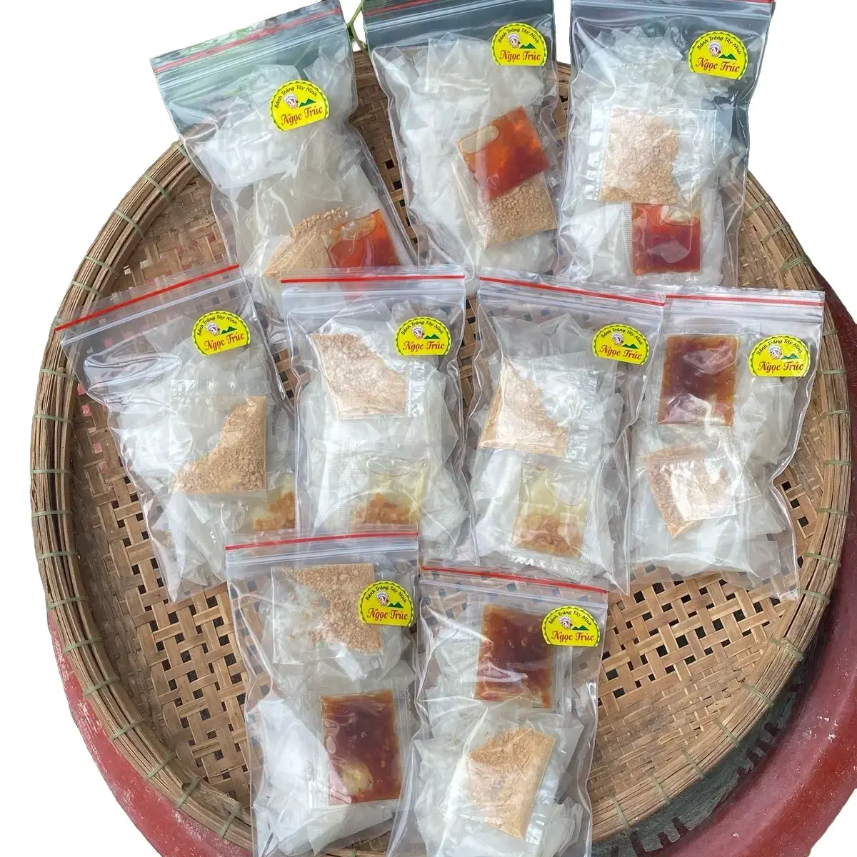 Bánh tráng túi zip sate ớt rim dầu tỏi 30bịch free ship