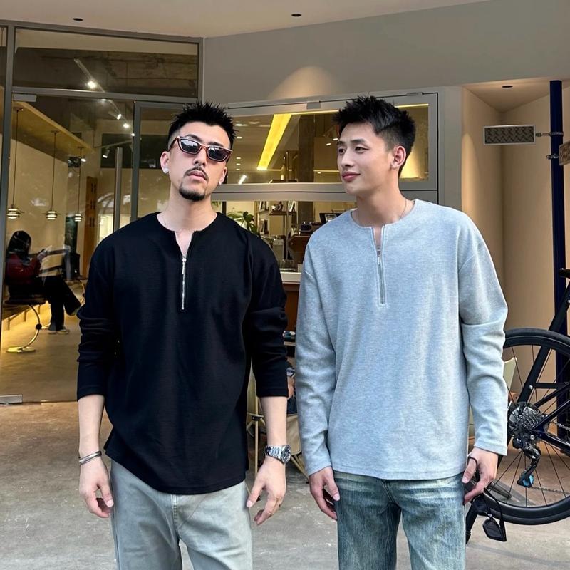 Áo sweater cổ zip cho cả nam và nữ chất thun tổ ong [Mã SW02]  Menswear Trắng Kem Nhung