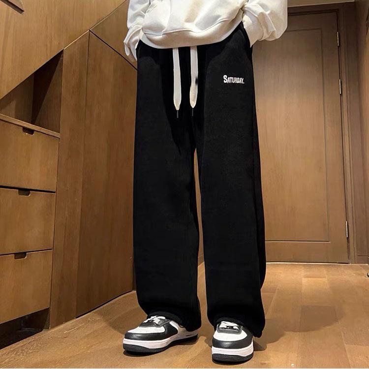 Quần Nỉ Nhung Tăm Ống Rộng  Nam Nữ Thêu Chữ SATURDAY Unisex - Quần Dài Ống Suông Cạp Chun Eo Vải Co Dãn Dày Dặn Ấm Áp NT3 Women