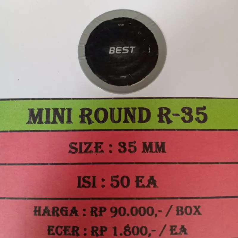 Bestpatch Mini Round 35mm 1 Box isi 50pcs - Karet Tambal Ban Dalam Best Patch 1