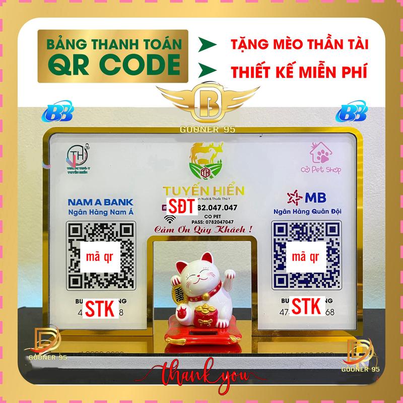 Bảng mã QR mèo thần tài, chất liệu meca, đặt tại quầy lễ tân , kiểu dáng sang trọng phù hợp mọi không gian 3