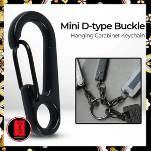 Mini D-type Buckle Hanging Carabiner Keychain EDC Portable Tools / Alat Bantu Tali - B36 - Black