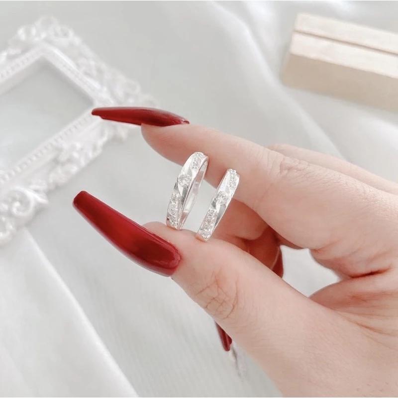 S02 Nhẫn Đôi Bạc 925 - Nhẫn Đôi Bạc Đính Đá Xoắn Thiết Kế - Nhẫn Cặp Tình Yêu Chất Liệu Bạc S925 - Lẻ 1 Chiếc