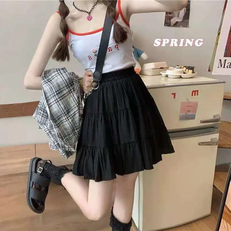 Women's Summer Korean-Style High Waist Slim Chic White Pleated Skirt A- line Short Skirt 2025 New Pleated Skirt
