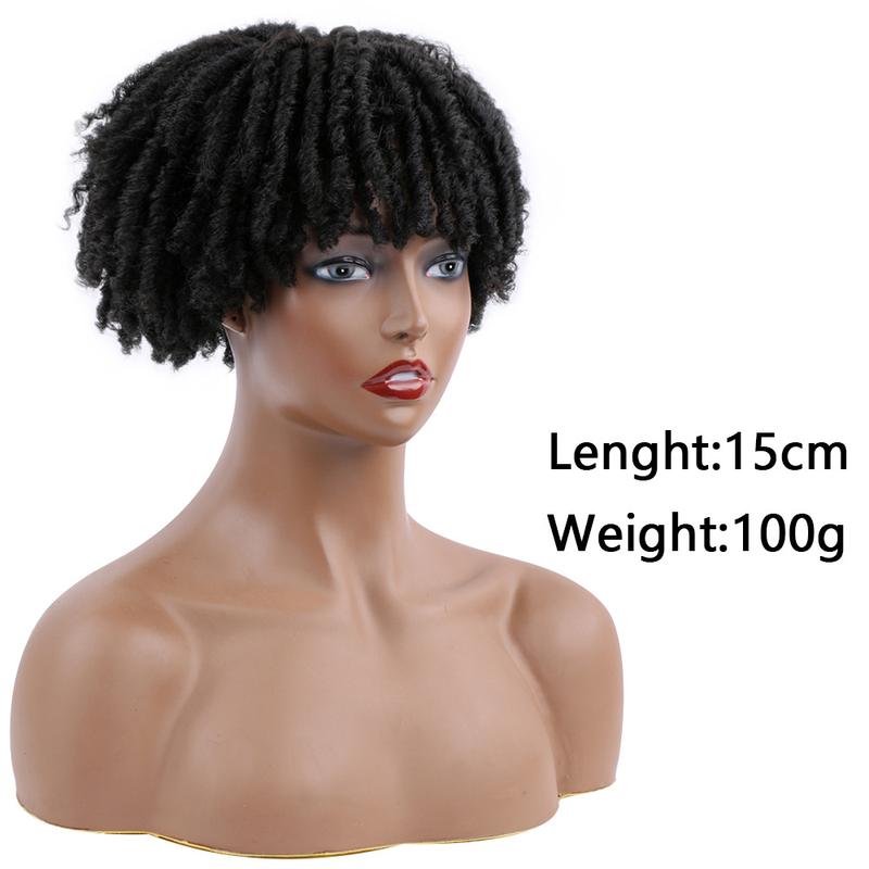 Product Introduction of Cross-Border European and American African Wig Braid 6 Inch Bun Wig with Synthetic Locs Braided Hair Half Wig on Discount 1