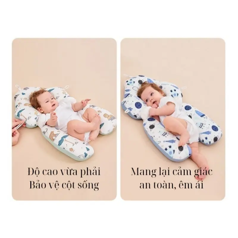 GỐI SIÊU VIP Gối Chữ U Chống Bẹp Đầu Cho Bé Sơ Sinh Chống Giật Mình Có Dây Rút Điều Chỉnh 4