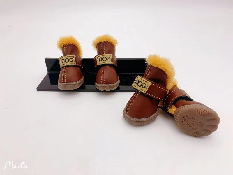 Product Introduction of Dog Shoes Pet Cotton Shoes Autumn and Winter Teddy Shoes Set of 4 Pomeranian/Bichon Frise Puppy Dog Winter Snow Boots 18