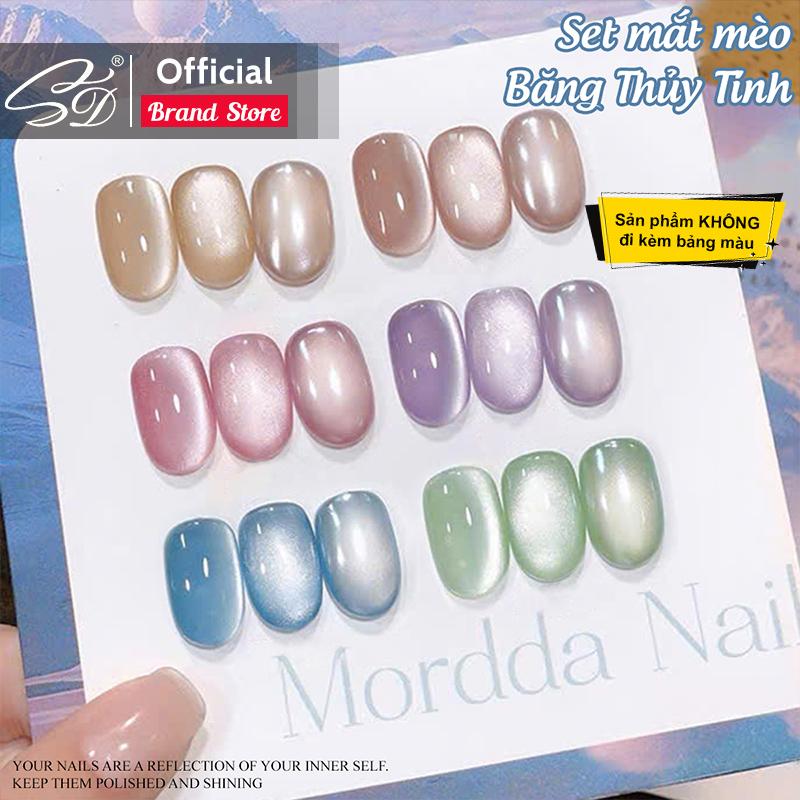 SD NAILS Set gel mắt mèo BĂNG THUỶ TINH 6 màu - Mắt mèo kim cương cực quang dạng hũ KHÔNG KÈM BẢNG MÀU - Hạt vân mắt mèo kim cương cực mịn - siêu sáng tone màu nhẹ nhàng dễ dùng