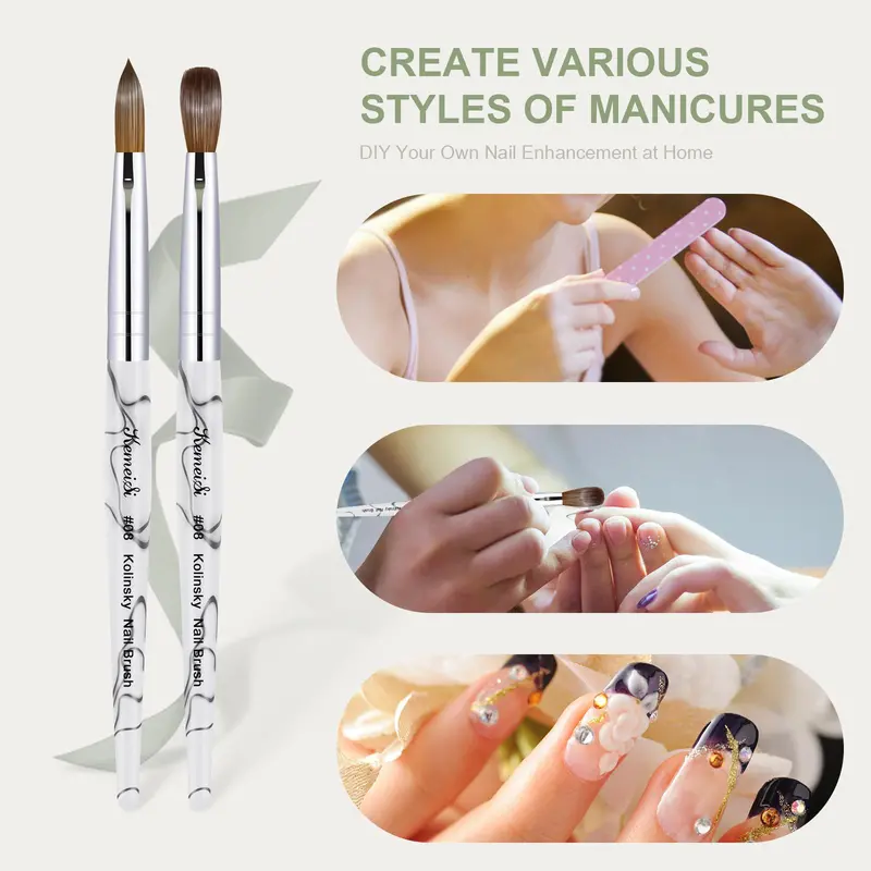 Different Sizes Nail Art Brush, Professional Manicure Brush, Gel Nail Polish Extension Pen for DIY Nail Art Projects 3