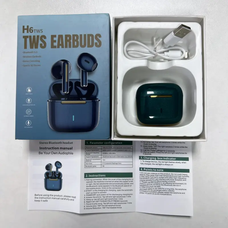 Wireless Headphones, Semi-in-ear Design Earbuds, Noise Cancelling Headphones, Portable Earphone with Long Battery Life for Sports, Gaming, Running, Working 6