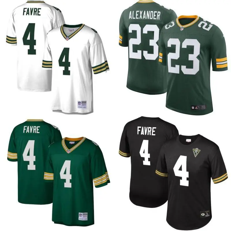 NEW Green Bay Packers NFL Football Jersey No.23 Alexander No.4 Favre Top T-shirt Legend Jersey Sport Tee Green Bay Packers High Quality
